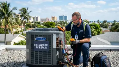 Professional AC repair technician servicing air conditioner in Fort Lauderdale FL