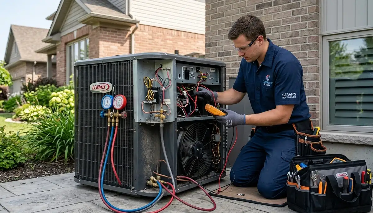 Technician providing professional AC repair service in Fort Lauderdale FL home