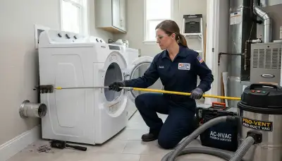 Technician cleaning dryer vent for improved airflow in Fort Lauderdale FL home