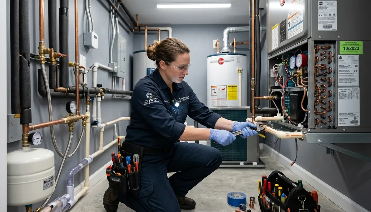 Technician providing plumbing repair service in Fort Lauderdale FL for Five Star Cooling customers